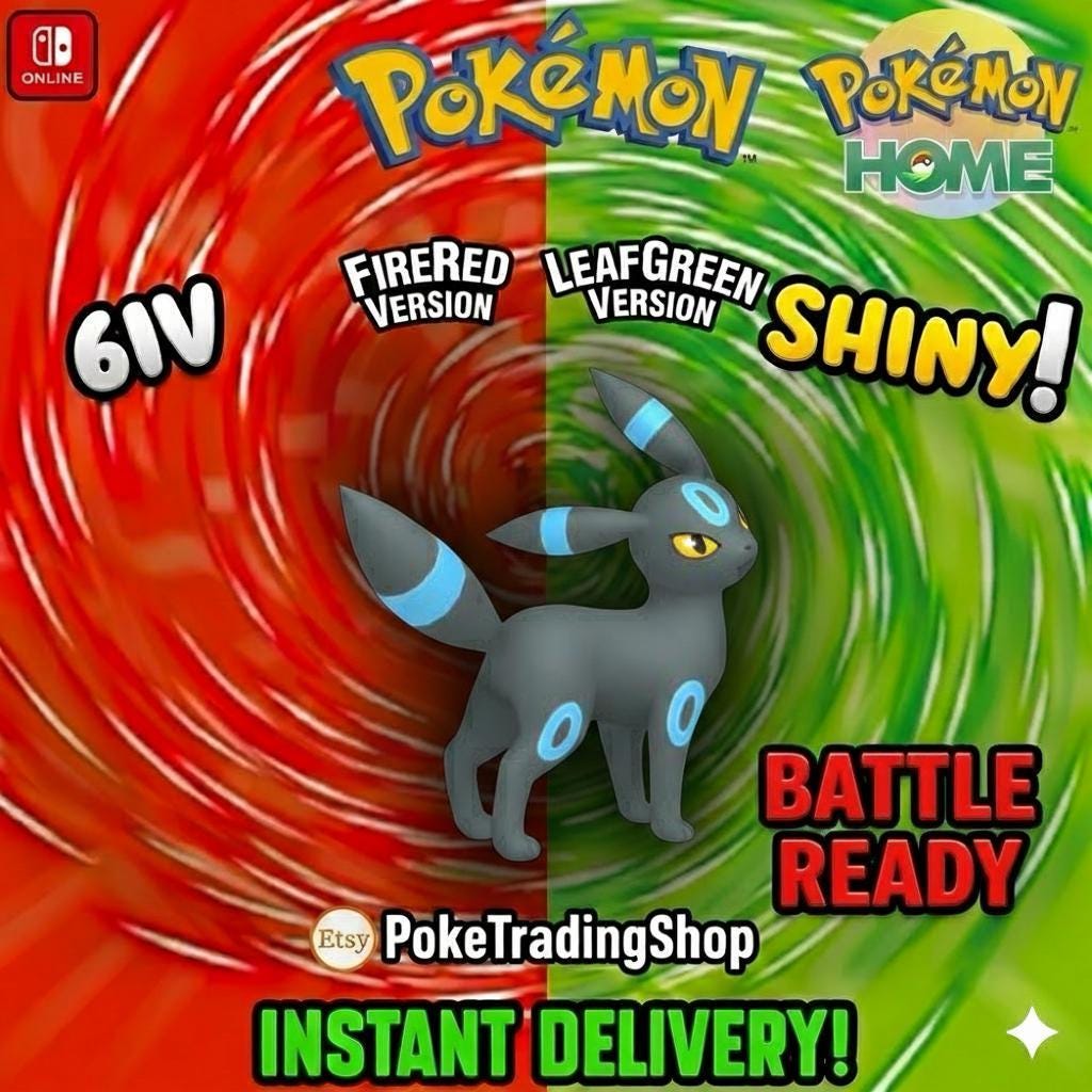 SHINY UMBREON Pokémon FireRed LeafGreen 6IV Competitive Battle Ready - Pokémon HOME digital Pokémon trade by PokeTradingShop