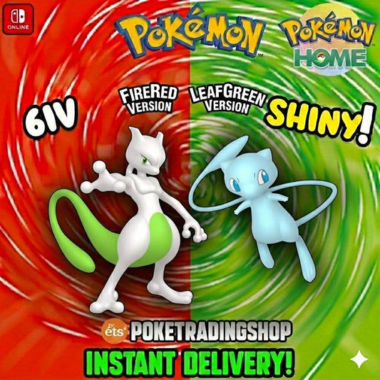 Pokémon FIRERED LEAFGREEN Authentic LEGENDARIES Shiny Mewtwo Mew Pokemon Home - Pokémon HOME digital Pokémon trade by