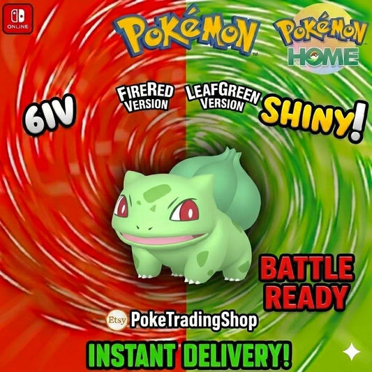 SHINY BULBASAUR Pokémon FireRed LeafGreen 6IV Competitive Battle Ready - Pokémon HOME digital Pokémon trade by