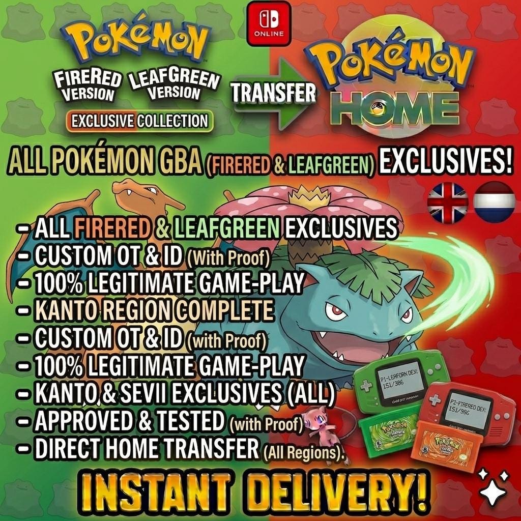 Pokémon FIRERED LEAFGREEN Authentic Shiny FireRed LeafGreen All Exclusives Mega - Pokémon HOME digital Pokémon trade by