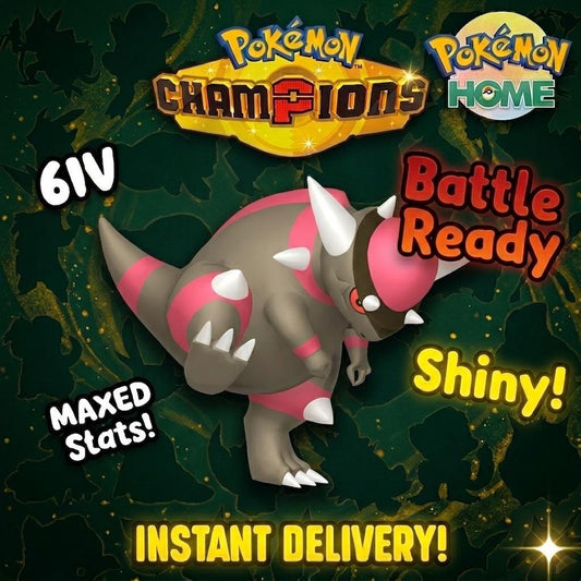 Shiny Rampardos Pokémon Champions 6IV Competitive Battle Ready - Pokémon HOME digital Pokémon trade by PokeTradingShop