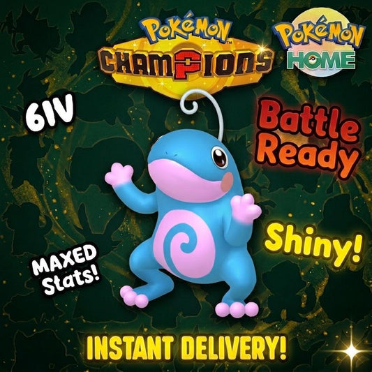 Shiny Politoad Pokémon Champions 6IV Competitive Battle Ready - Pokémon HOME digital Pokémon trade by PokeTradingShop