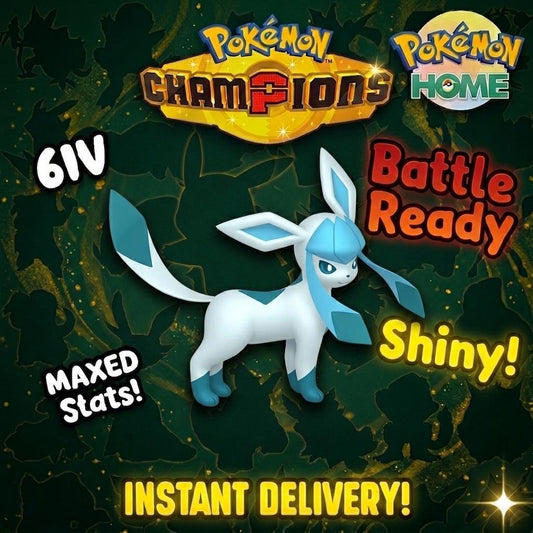 Shiny Glaceon Pokémon Champions 6IV Competitive Battle Ready - Pokémon HOME digital Pokémon trade by PokeTradingShop
