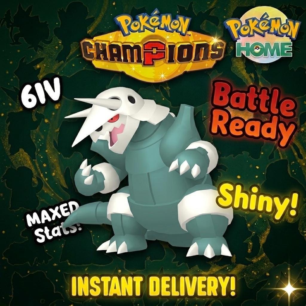 Shiny Aggron Pokémon Champions 6IV Competitive Battle Ready - Pokémon HOME digital Pokémon trade by PokeTradingShop