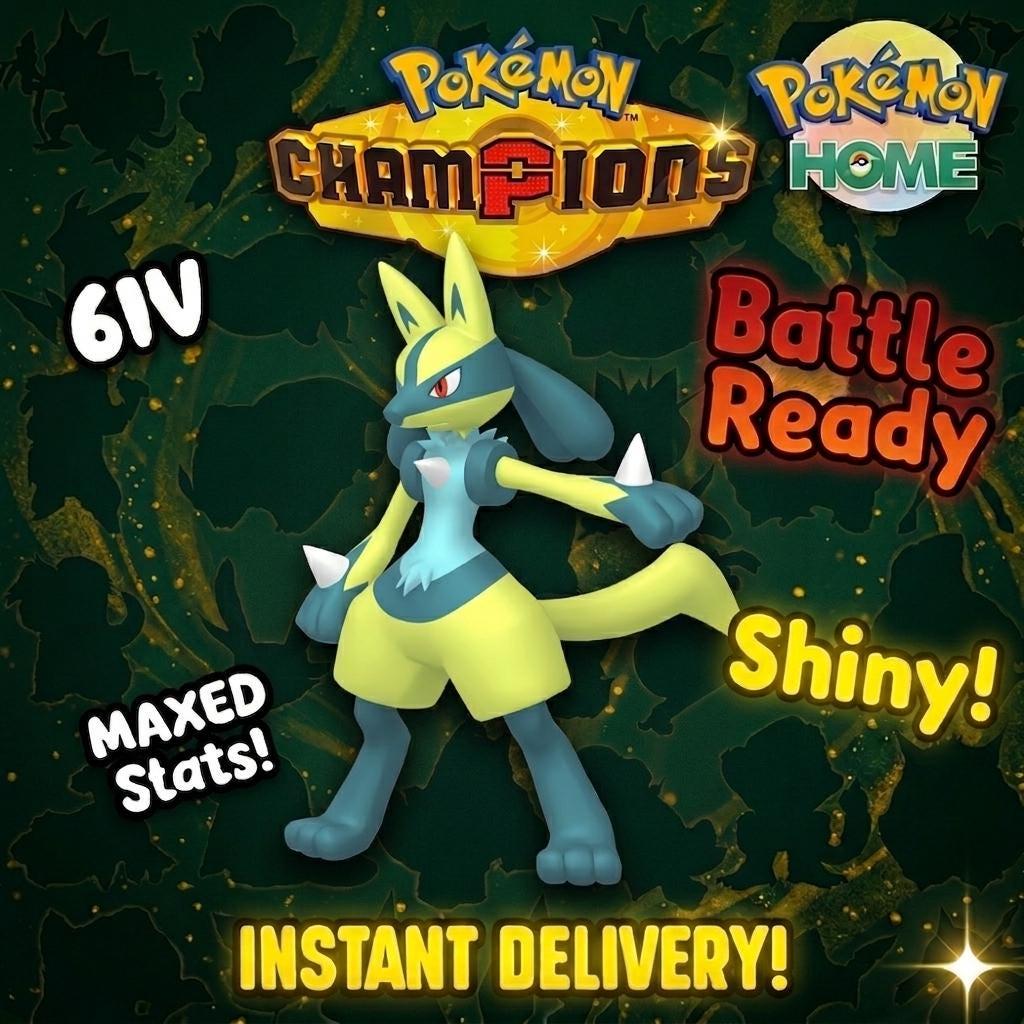 Shiny Lucario Pokémon Champions 6IV Competitive Battle Ready - Pokémon HOME digital Pokémon trade by PokeTradingShop