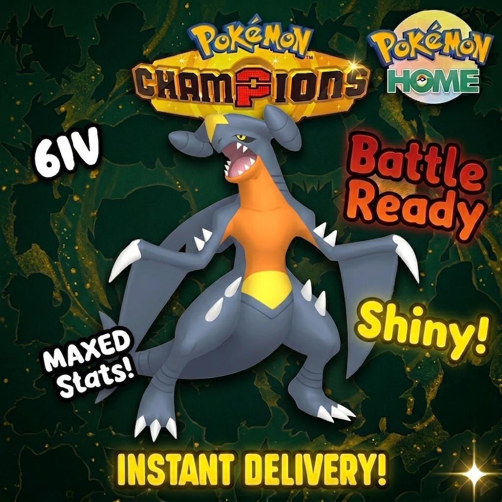 Shiny Garchomp Pokémon Champions 6IV Competitive Battle Ready - Pokémon HOME digital Pokémon trade by PokeTradingShop