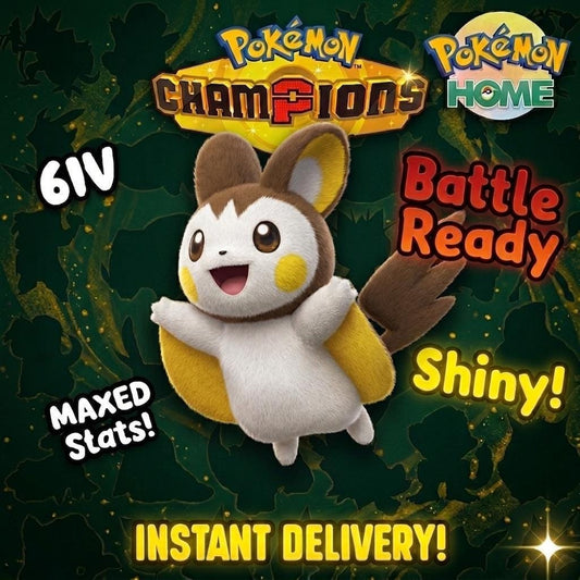 Shiny Emolga Pokémon Champions 6IV Competitive Battle Ready - Pokémon HOME digital Pokémon trade by PokeTradingShop