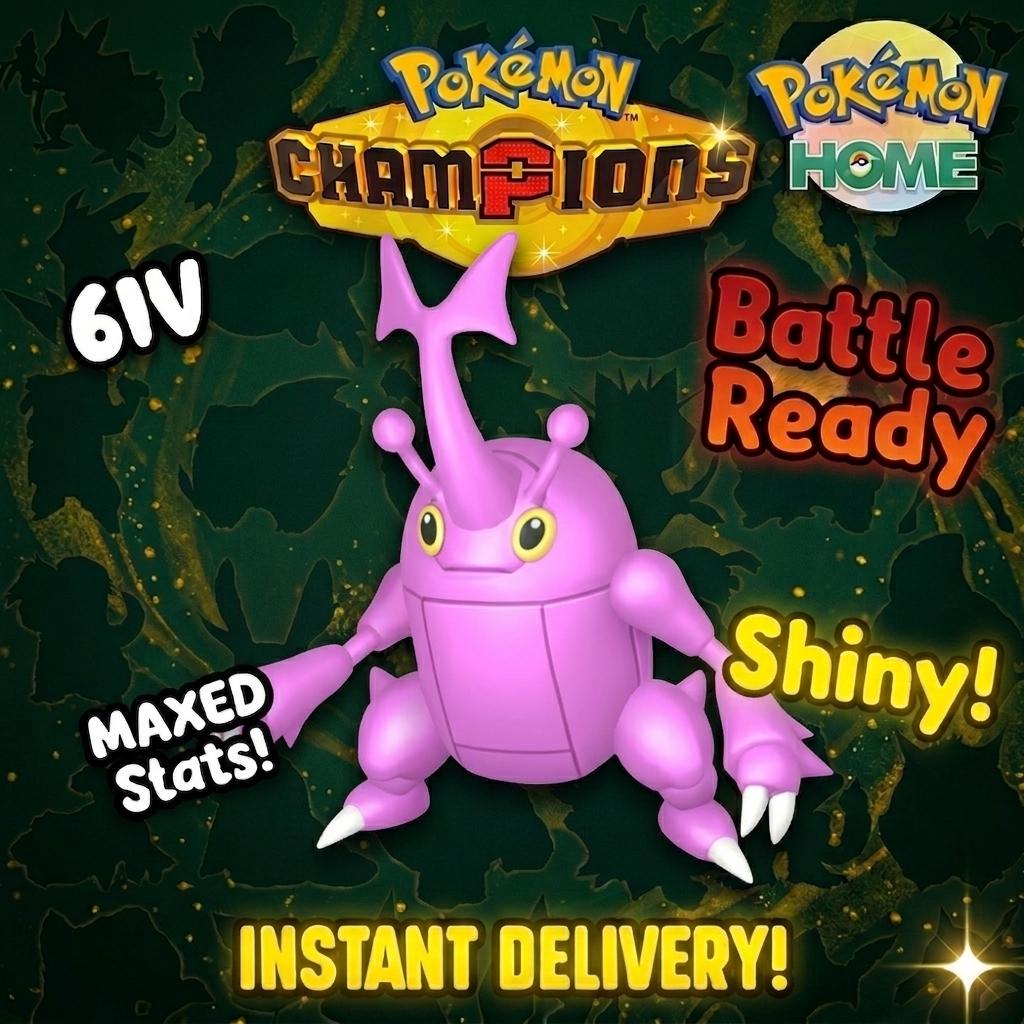 Shiny Heracross Pokémon Champions 6IV Competitive Battle Ready - Pokémon HOME digital Pokémon trade by PokeTradingShop