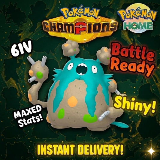 Shiny Garbodor Pokémon Champions 6IV Competitive Battle Ready - Pokémon HOME digital Pokémon trade by PokeTradingShop