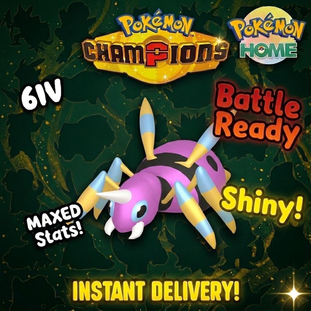 Shiny Ariados Pokémon Champions 6IV Competitive Battle Ready - Pokémon HOME digital Pokémon trade by PokeTradingShop