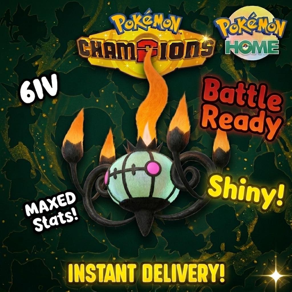Shiny Chandelure Pokémon Champions 6IV Competitive Battle Ready - Pokémon HOME digital Pokémon trade by PokeTradingShop
