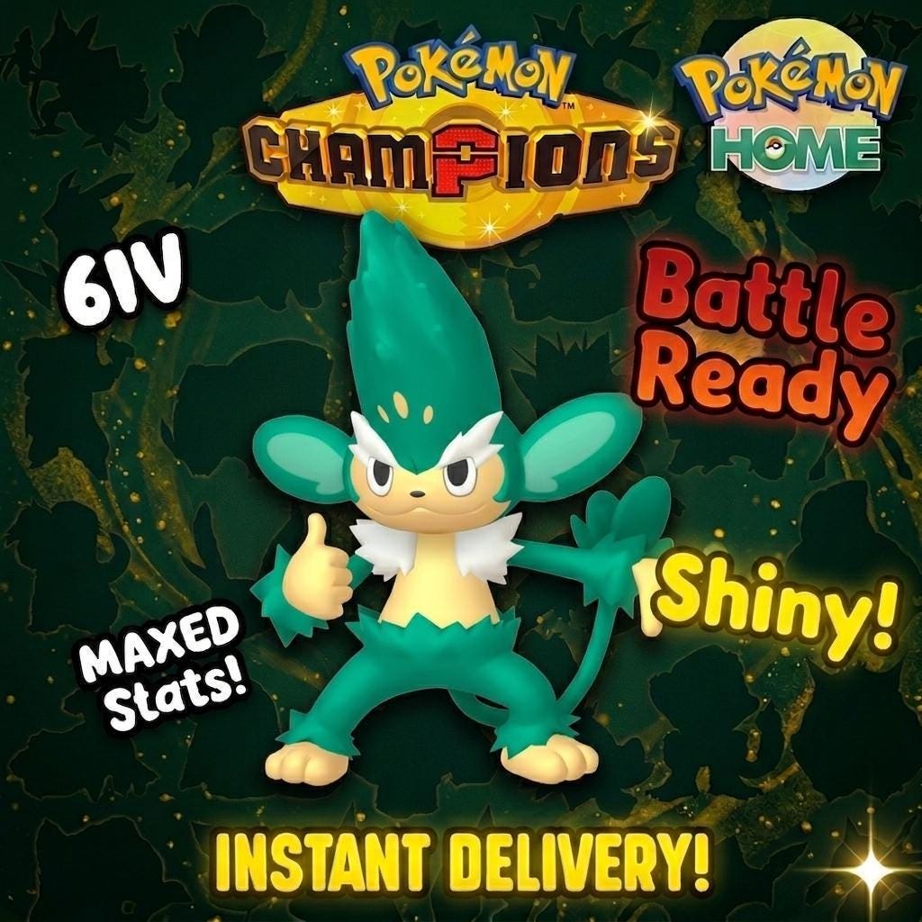 Shiny Simisage Pokémon Champions 6IV Competitive Battle Ready - Pokémon HOME digital Pokémon trade by PokeTradingShop