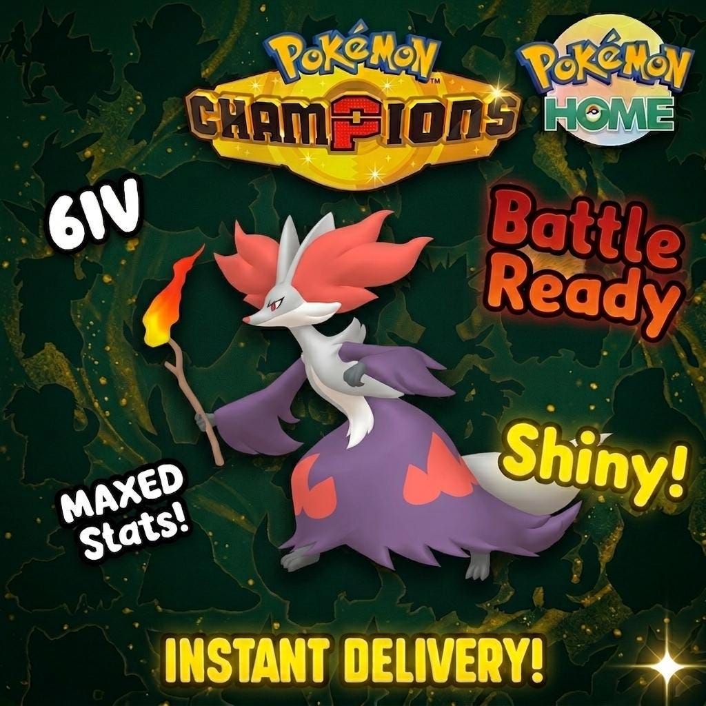 Shiny Delphox Pokémon Champions 6IV Competitive Battle Ready - Pokémon HOME digital Pokémon trade by PokeTradingShop