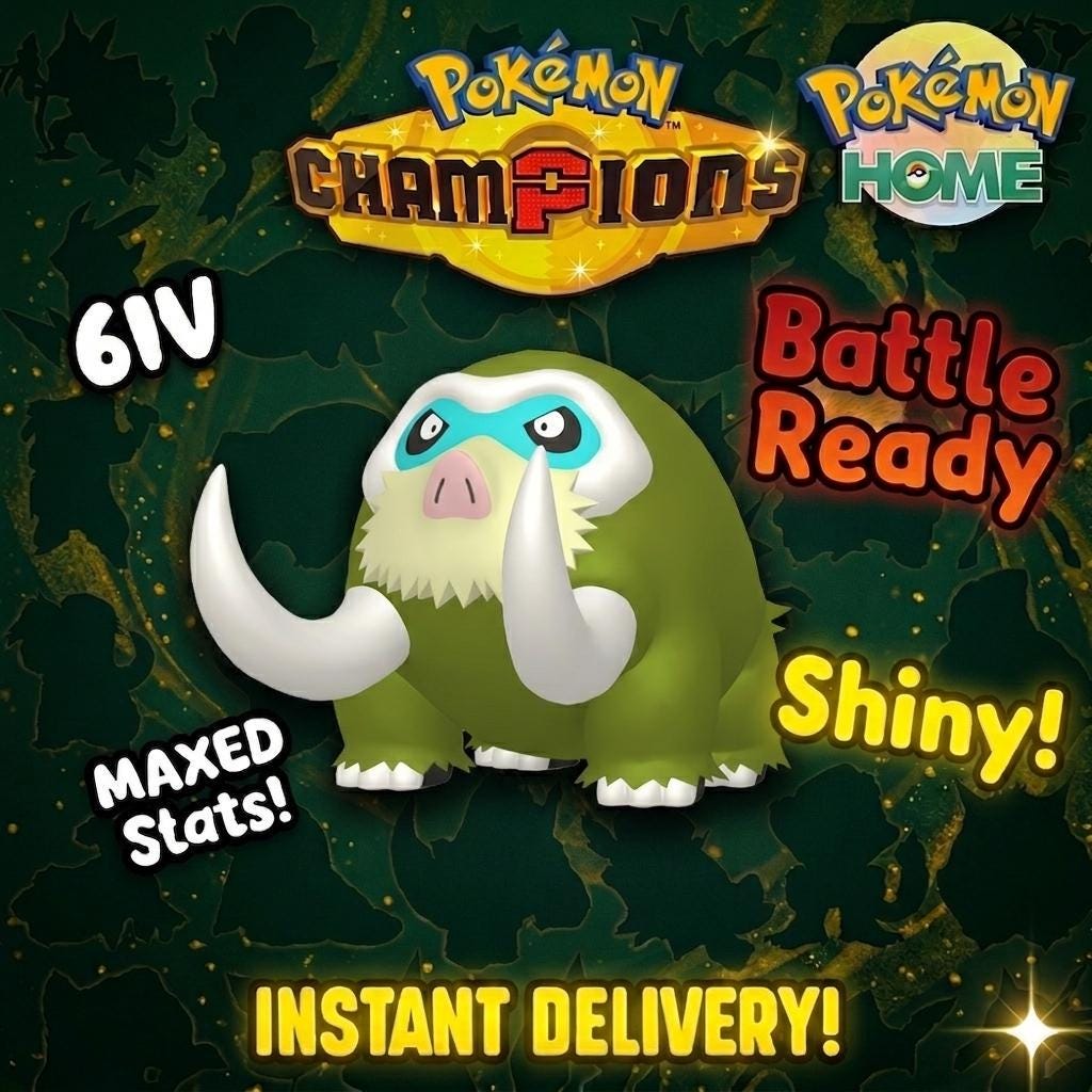 Shiny Mamoswine Pokémon Champions 6IV Competitive Battle Ready - Pokémon HOME digital Pokémon trade by PokeTradingShop