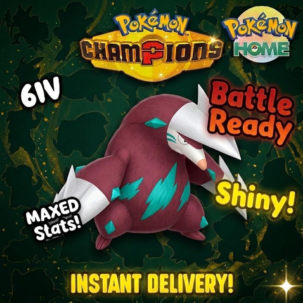 Shiny Excadrill Pokémon Champions 6IV Competitive Battle Ready - Pokémon HOME digital Pokémon trade by PokeTradingShop