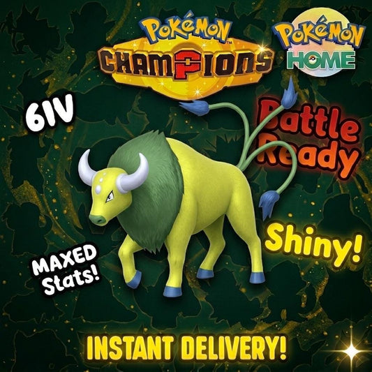 Shiny Tauros Pokémon Champions 6IV Competitive Battle Ready - Pokémon HOME digital Pokémon trade by PokeTradingShop