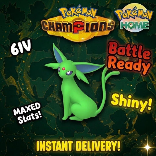 Shiny Espeon Pokémon Champions 6IV Competitive Battle Ready - Pokémon HOME digital Pokémon trade by PokeTradingShop