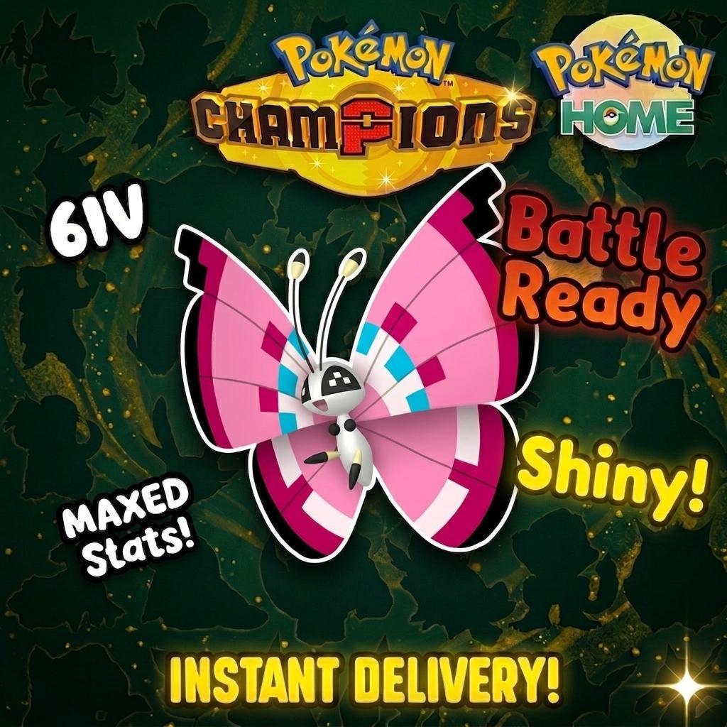 Shiny Vivillon Pokémon Champions 6IV Competitive Battle Ready - Pokémon HOME digital Pokémon trade by PokeTradingShop