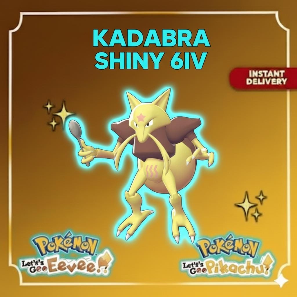 Shiny KADABRA Pokémon Lets Go Pikachu Eevee 6IV Competitive Battle Ready - Pokémon Let's Go Pikachu & Eevee digital Pokémon