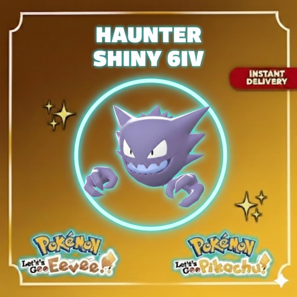 Shiny HAUNTER Pokémon Lets Go Pikachu Eevee 6IV Competitive Battle Ready - Pokémon Let's Go Pikachu & Eevee digital Pokémon