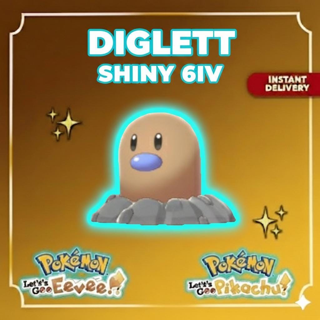 Shiny DIGLETT Pokémon Lets Go Pikachu Eevee 6IV Competitive Battle Ready - Pokémon Let's Go Pikachu & Eevee digital Pokémon