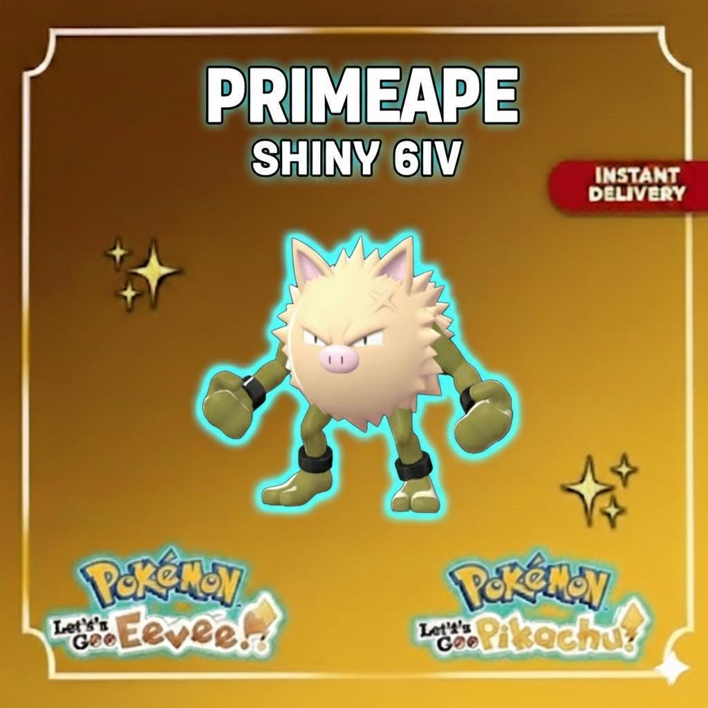 Shiny PRIMEAPE Pokémon Lets Go Pikachu Eevee 6IV Competitive Battle Ready - Pokémon Let's Go Pikachu & Eevee digital Pokémon