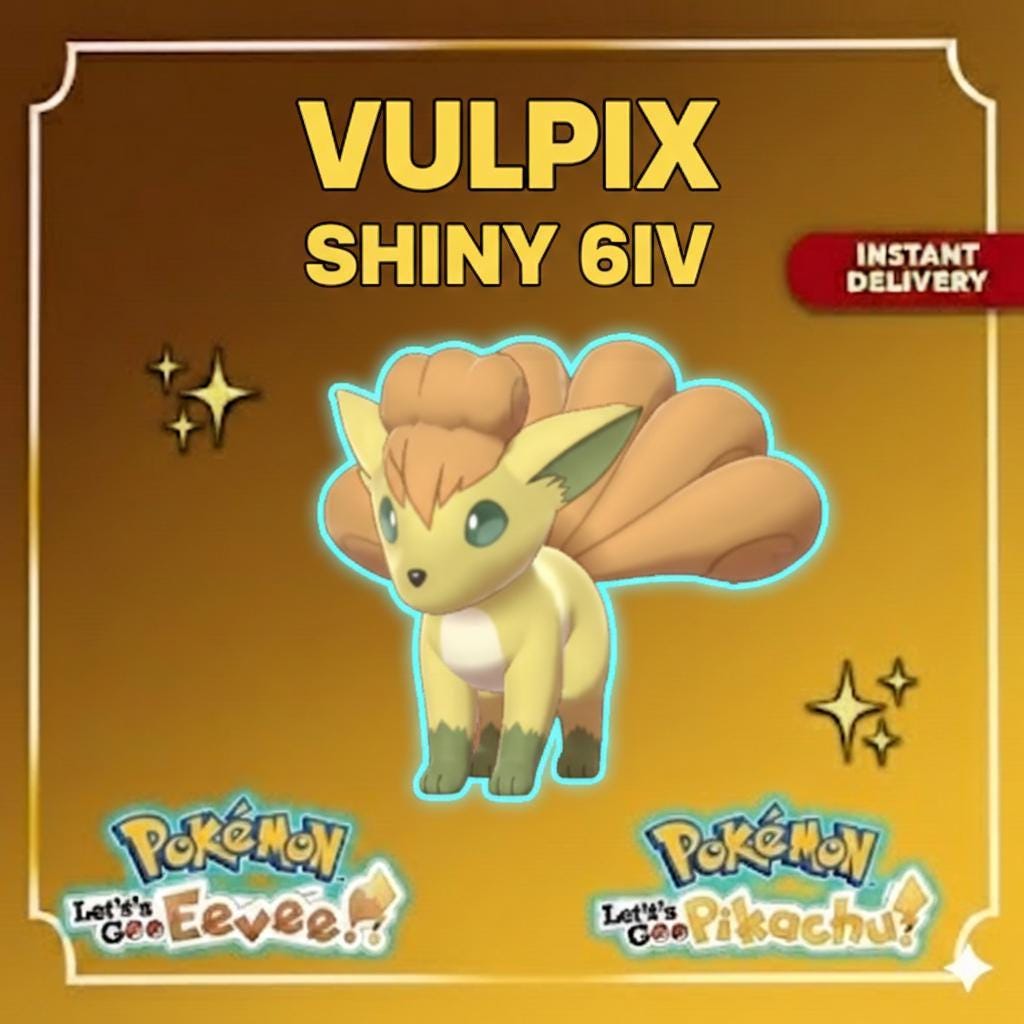 Shiny VULPIX Female 6IV Competitive Battle Ready - Pokémon Let's Go Pikachu & Eevee digital Pokémon trade by PokeTradingShop