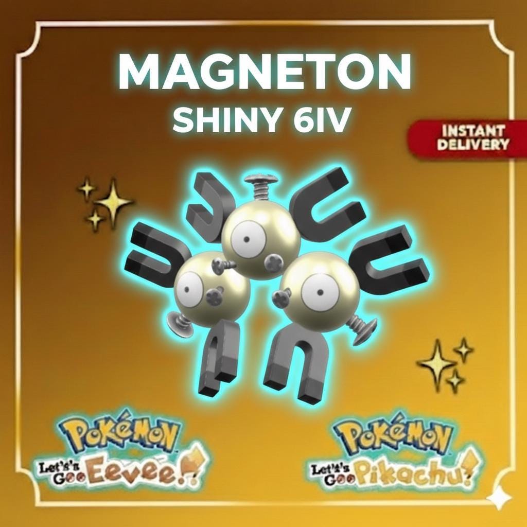 Shiny MAGNETON Pokémon Lets Go Pikachu Eevee 6IV Competitive Battle Ready - Pokémon Let's Go Pikachu & Eevee digital Pokémon
