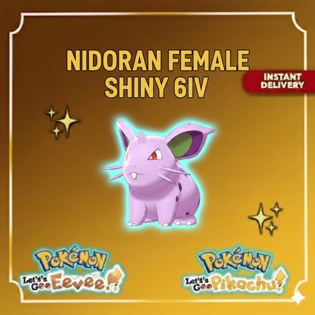 Shiny NIDORAN Female 6IV Competitive Battle Ready - Pokémon Let's Go Pikachu & Eevee digital Pokémon trade by PokeTradingShop