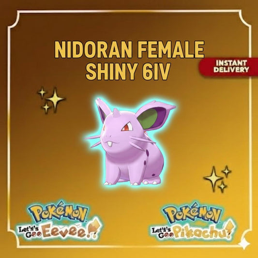 Shiny NIDORAN Female 6IV Competitive Battle Ready - Pokémon Let's Go Pikachu & Eevee digital Pokémon trade by PokeTradingShop
