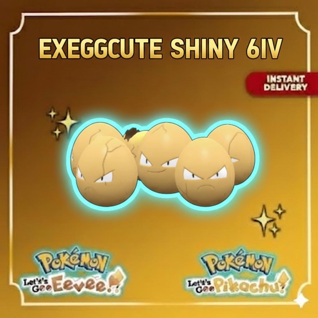 Shiny Exeggcute Lets Go Pikachu Eevee 6IV Competitive Battle Ready - Pokémon Let's Go Pikachu & Eevee digital Pokémon trade