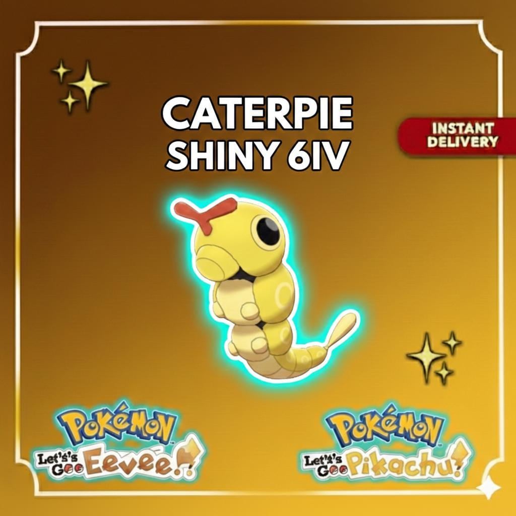 Shiny CATERPIE 6IV Competitive Battle Ready - Pokémon Let's Go Pikachu & Eevee digital Pokémon trade by PokeTradingShop