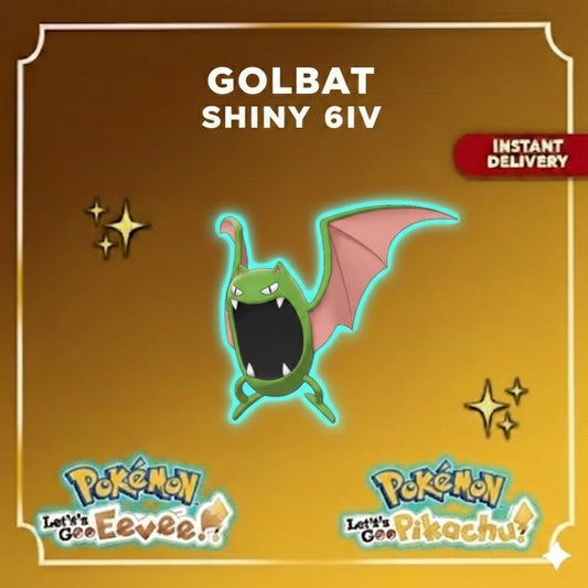Shiny GOLBAT Female 6IV Competitive Battle Ready - Pokémon Let's Go Pikachu & Eevee digital Pokémon trade by PokeTradingShop