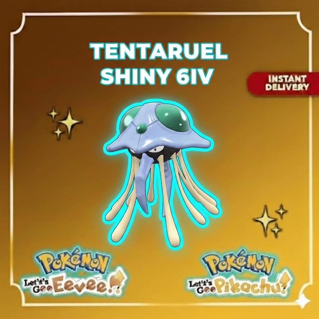 Shiny TENTACRUEL Pokémon Lets Go Pikachu Eevee 6IV Competitive Battle Ready - Pokémon Let's Go Pikachu & Eevee digital