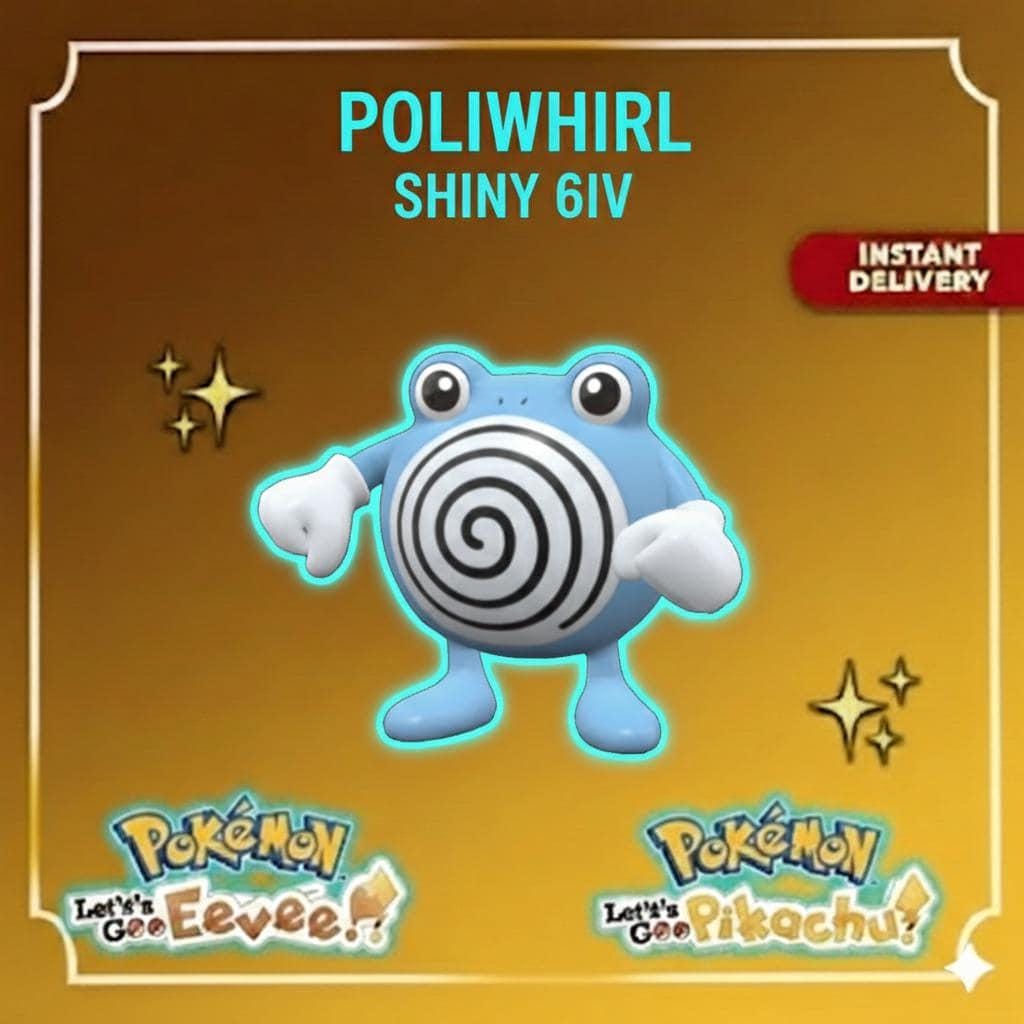 Shiny POLIWHIRL Pokémon Lets Go Pikachu Eevee 6IV Competitive Battle Ready - Pokémon Let's Go Pikachu & Eevee digital Pokémon