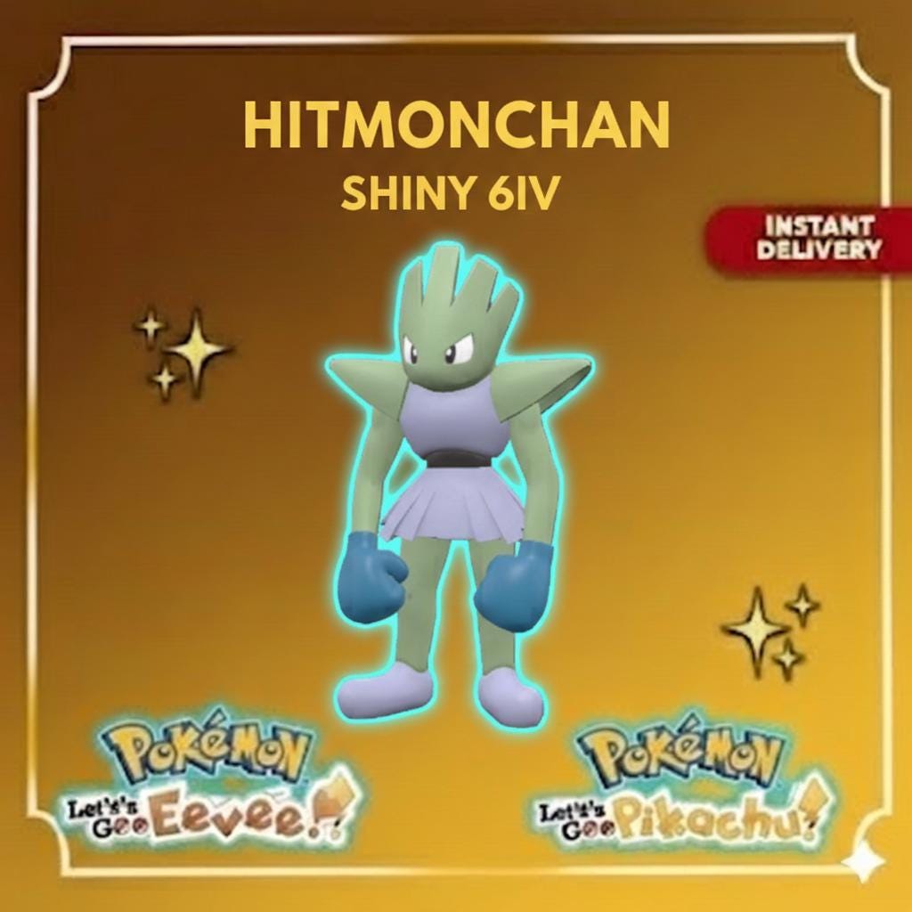 Shiny Hitmonchan Lets Go Pikachu Eevee 6IV Competitive Battle Ready - Pokémon Let's Go Pikachu & Eevee digital Pokémon trade
