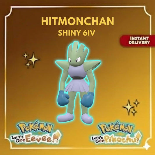Shiny Hitmonchan Lets Go Pikachu Eevee 6IV Competitive Battle Ready - Pokémon Let's Go Pikachu & Eevee digital Pokémon trade