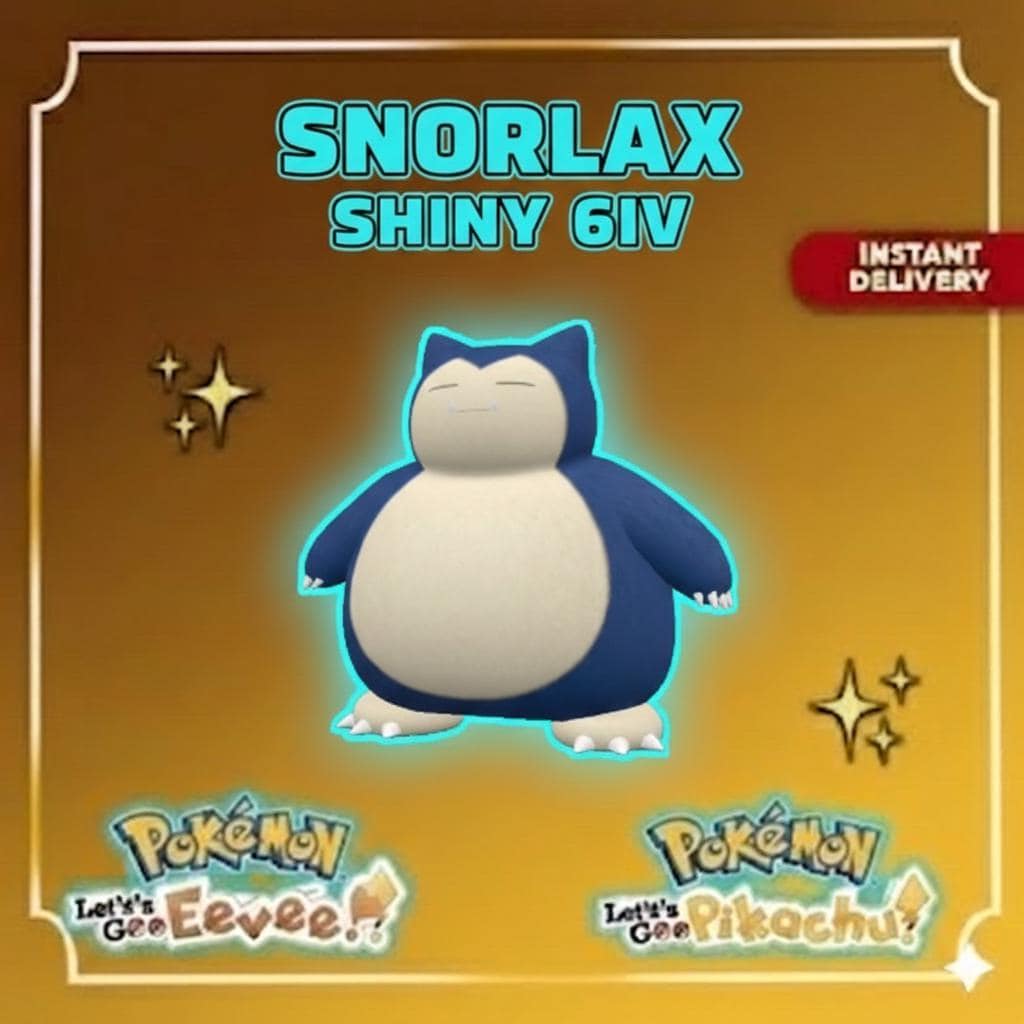 Shiny Snorlax Lets Go Pikachu Eevee 6IV Competitive Battle Ready - Pokémon Let's Go Pikachu & Eevee digital Pokémon trade by