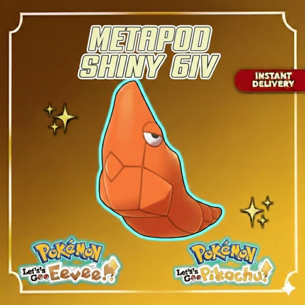 Shiny METAPOD Pokémon Lets Go Pikachu Eevee 6IV Competitive Battle Ready - Pokémon Let's Go Pikachu & Eevee digital Pokémon