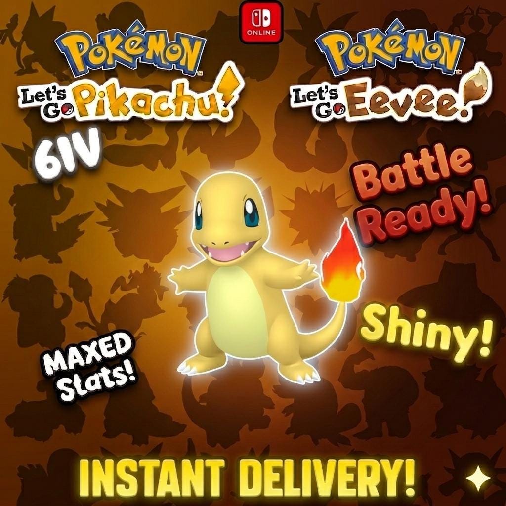 SHINY 6IV Charmander Pokémon Lets Go Pikachu Eevee 6IV Competitive Battle Ready - Pokémon Let's Go Pikachu & Eevee digital