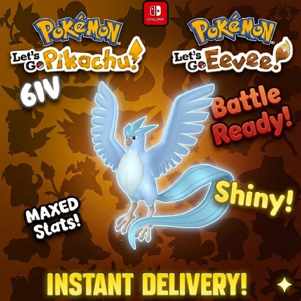 SHINY 6IV Articuno Pokémon Lets Go Pikachu Eevee 6IV Competitive Battle Ready - Pokémon Let's Go Pikachu & Eevee digital