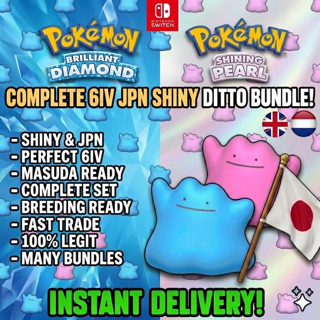 SHINY 6IV DITTO Bundle (Adamant, Modest, Timid, Jolly, Bold, Calm) Japanese Masuda - Pokémon Brilliant Diamond & Shining