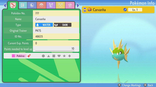 SHINY 6IV CARVANHA Pokemon Brilliant Diamond Shining Pearl 6IV Competitive Battle - Pokémon Brilliant Diamond & Shining Pearl