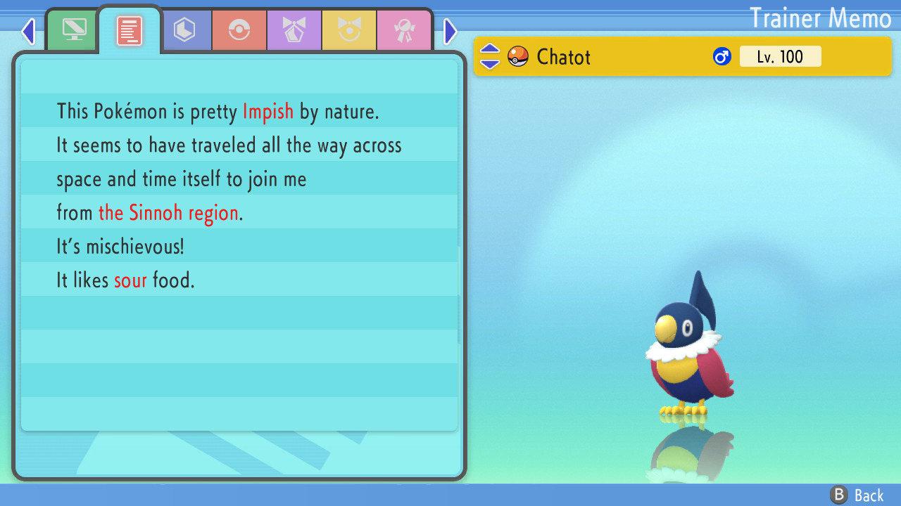 SHINY 6IV CHATOT Pokémon Brilliant Diamond and Shining Pearl 6IV Competitive - Pokémon Brilliant Diamond & Shining Pearl