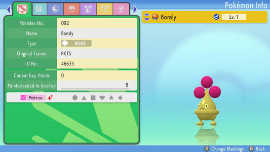 SHINY 6IV BONSLY Pokémon Brilliant Diamond and Shining Pearl 6IV Competitive - Pokémon Brilliant Diamond & Shining Pearl