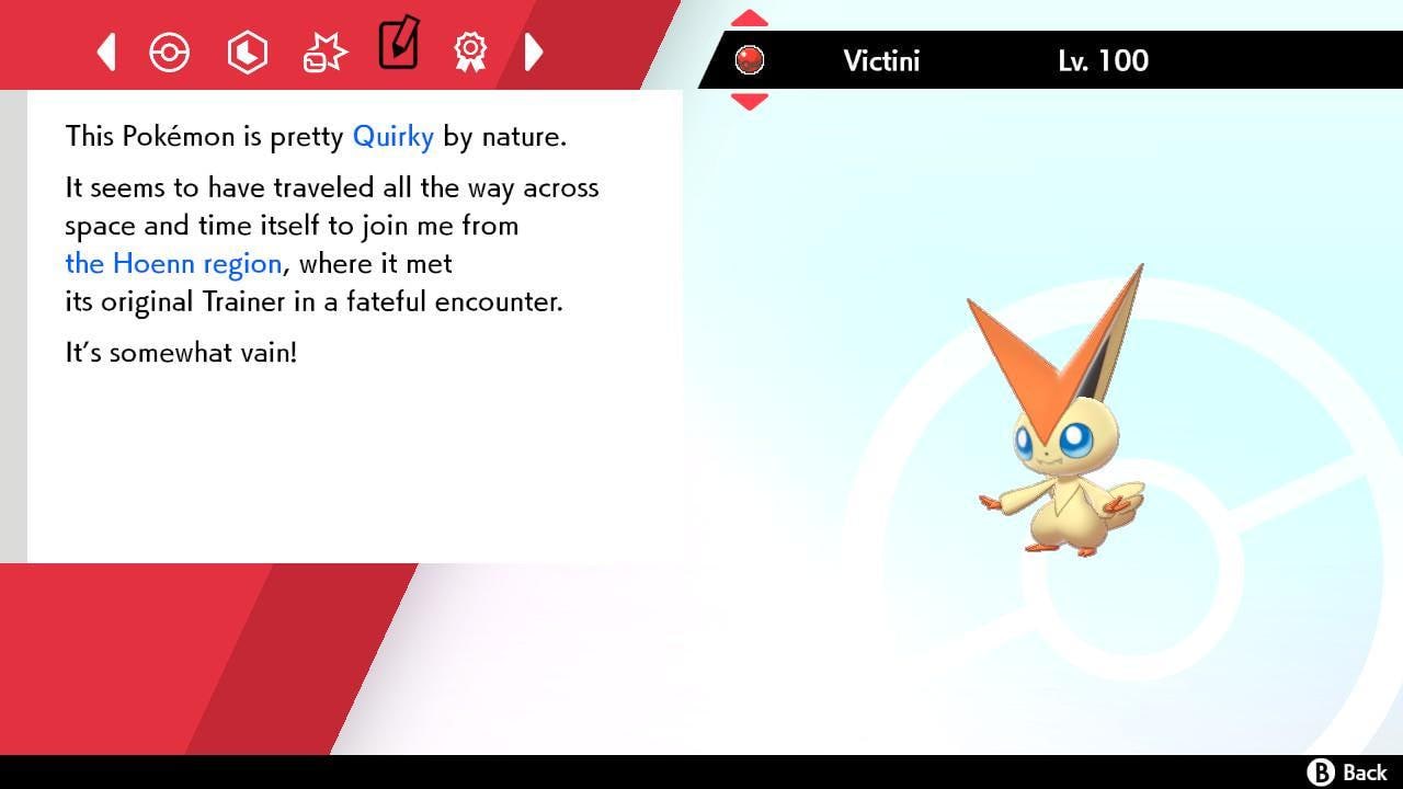 Non Shiny VICTINI Pokémon Sword and Shield 6IV Pokemon Non Competitive Battle - Pokémon Sword & Shield digital Pokémon trade