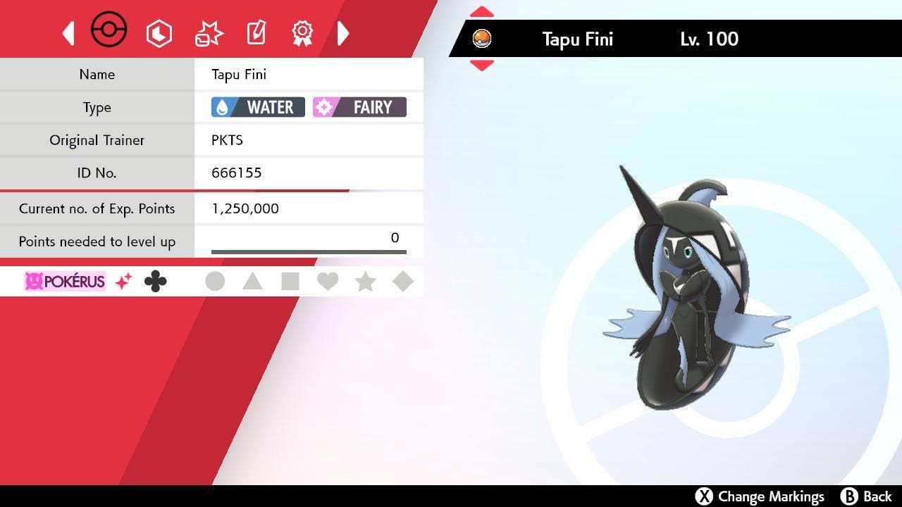 Shiny 6IV TAPU FINI Pokemon Sword Shield 6IV Competitive Battle Ready - Pokémon Sword & Shield digital Pokémon trade by