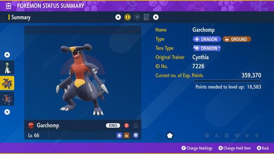 CYNTHIA #39;S GARCHOMP EVENT Pokémon Scarlet Violet 6IV Competitive Battle Ready - Pokémon Scarlet & Violet digital Pokémon