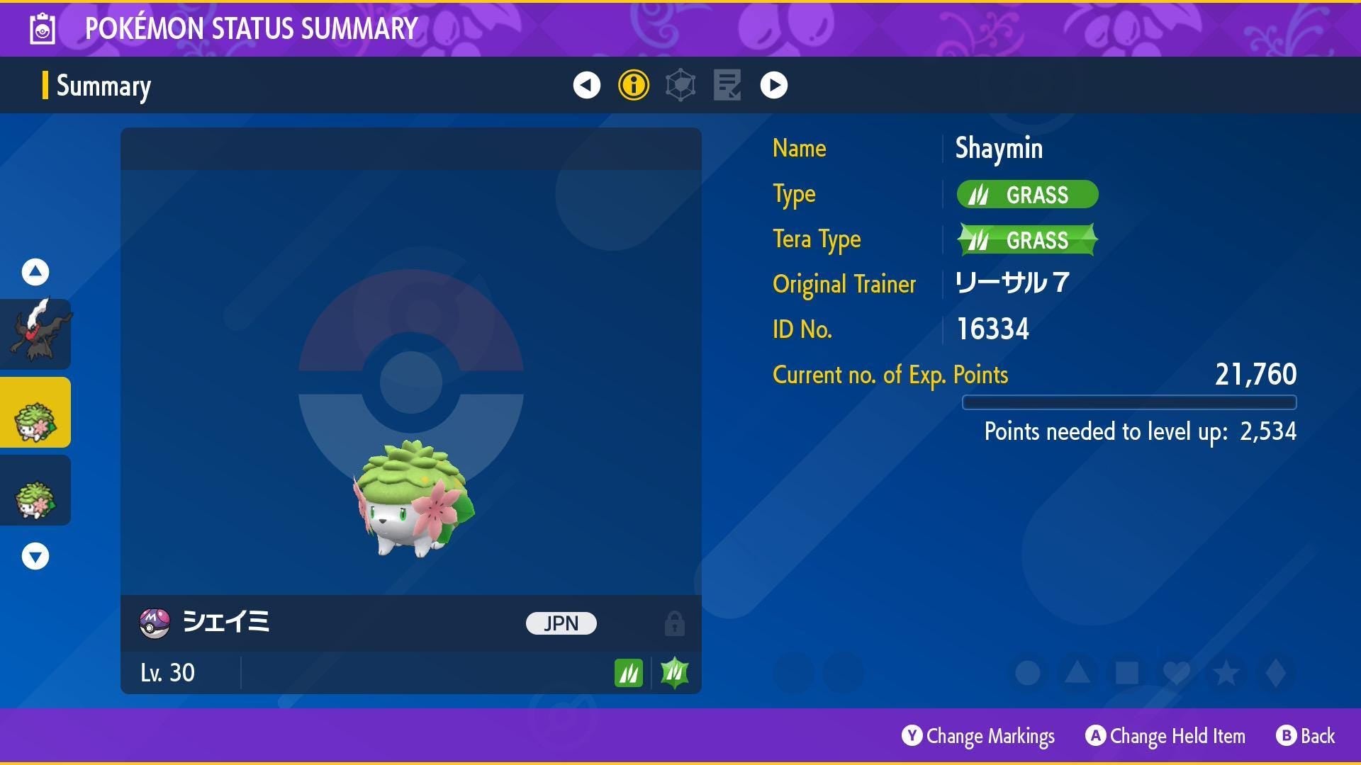 Event Shaymin Lv.30 Original Pokémon HOME + Scarlet Violet Compatible Japanese - Pokémon Scarlet & Violet digital Pokémon