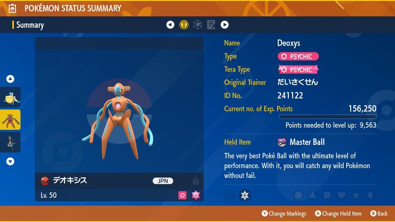 Shiny Event 241122 Japanese Deoxys Pokémon Legends ZA 6IV Competitive Battle Ready - Pokémon Scarlet & Violet digital Pokémon